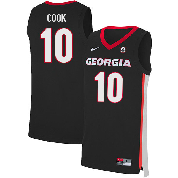 Men #10 Aaron Cook Georgia Bulldogs College Basketball Jerseys Sale-Black